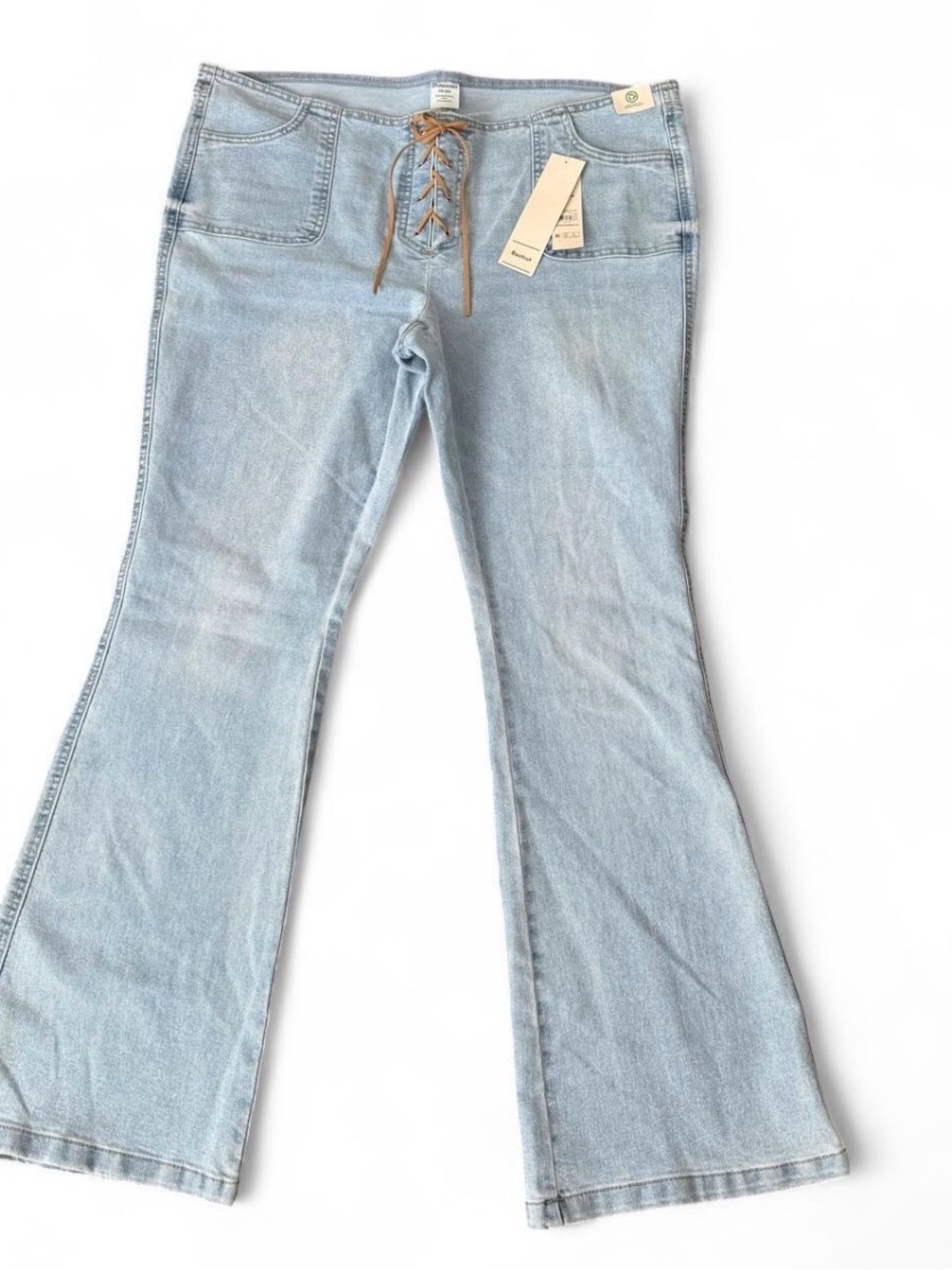No Boundaries NWT Lace Up Flare Jeans Light Wash XXL 20